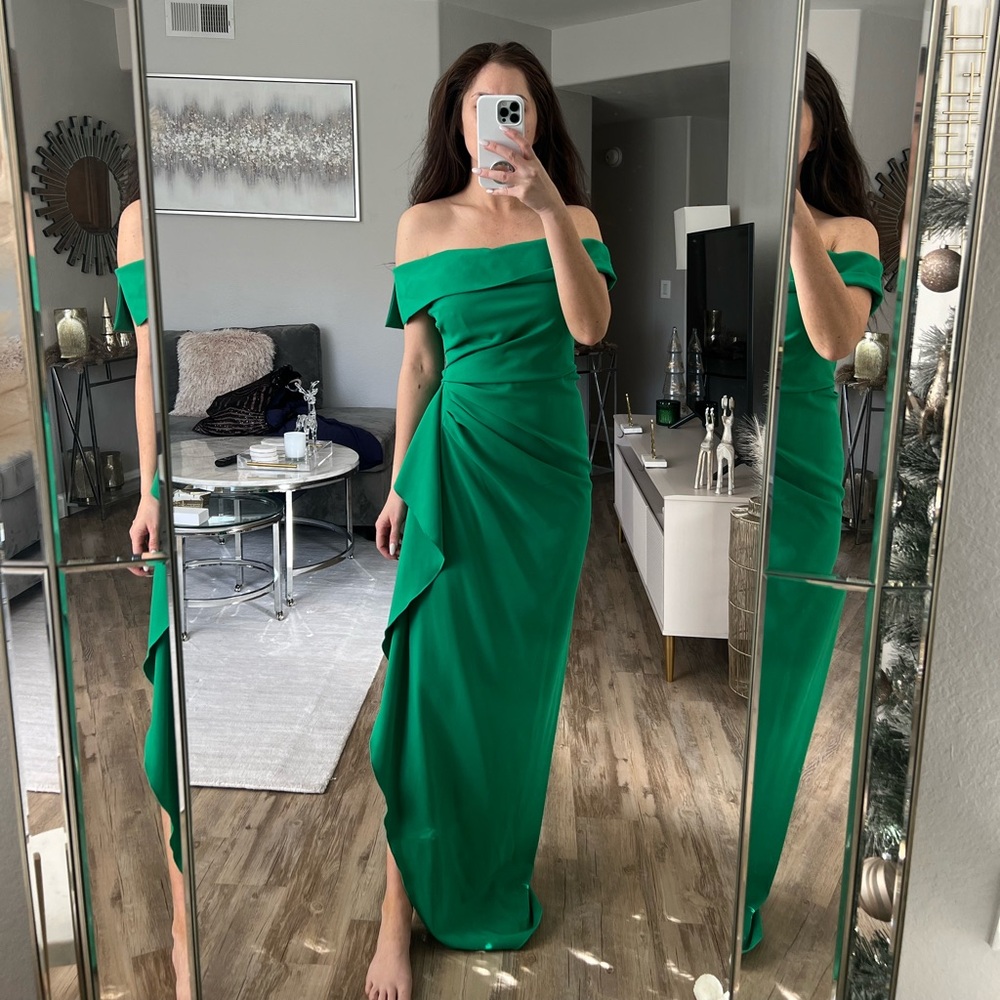 Vince Camuto Green Off Shoulder Asymmetrical Dress Women's Size 4 Nordstrom